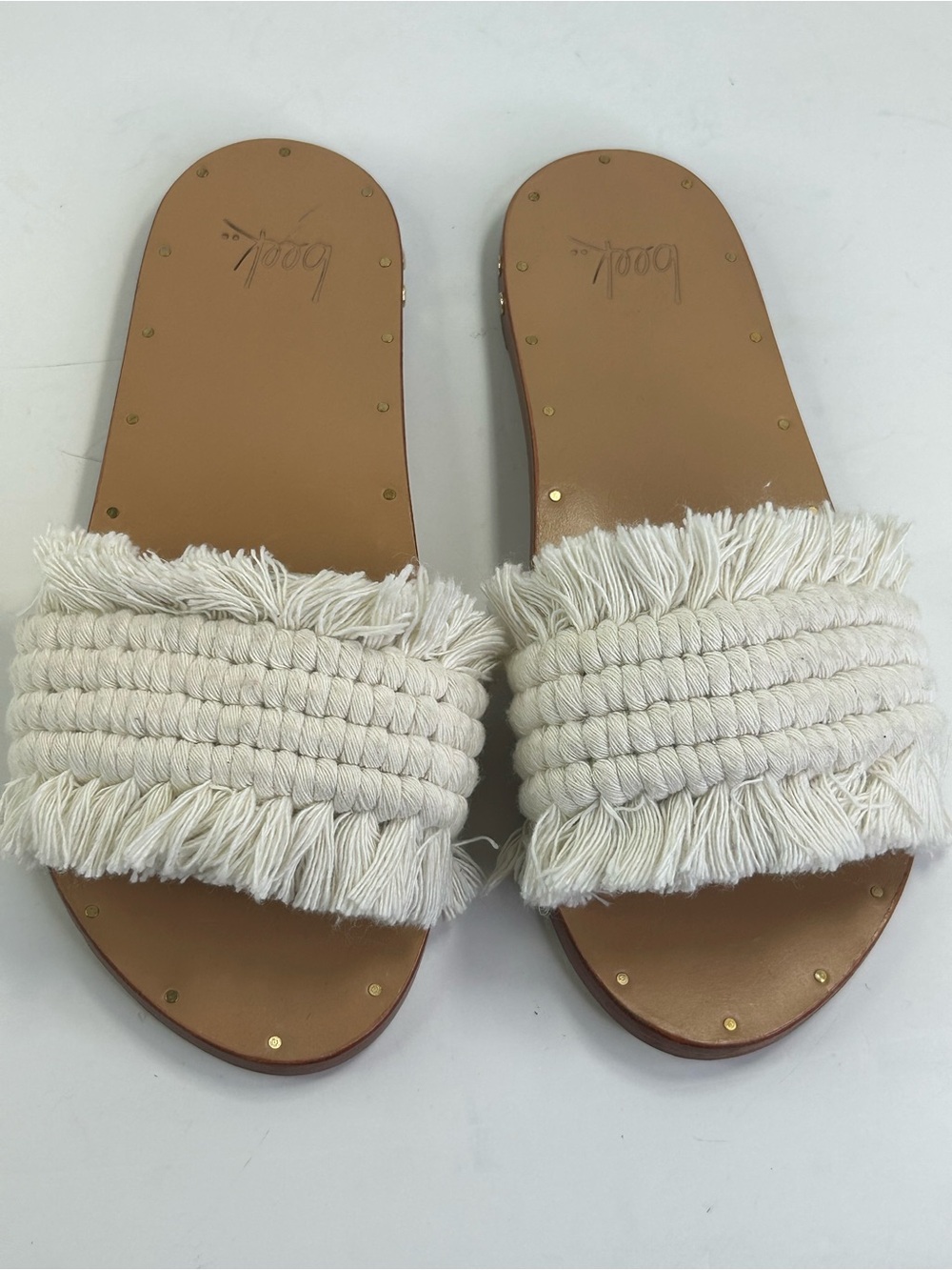 Beek Noddy White Fringe Slide Sandals Size 6 msrp$300